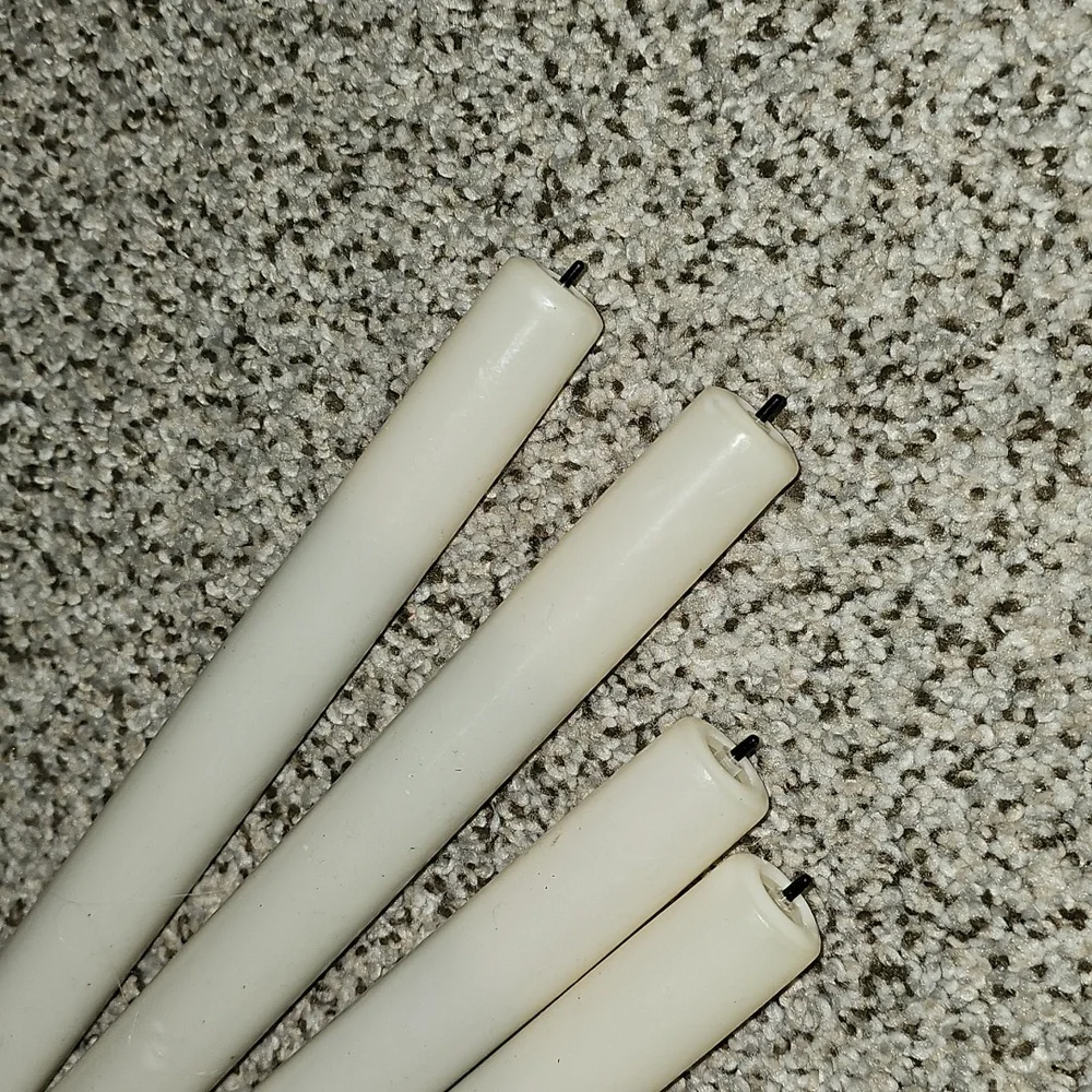 Set Of Elegant White Push Wick Taper Candles Built In Timer